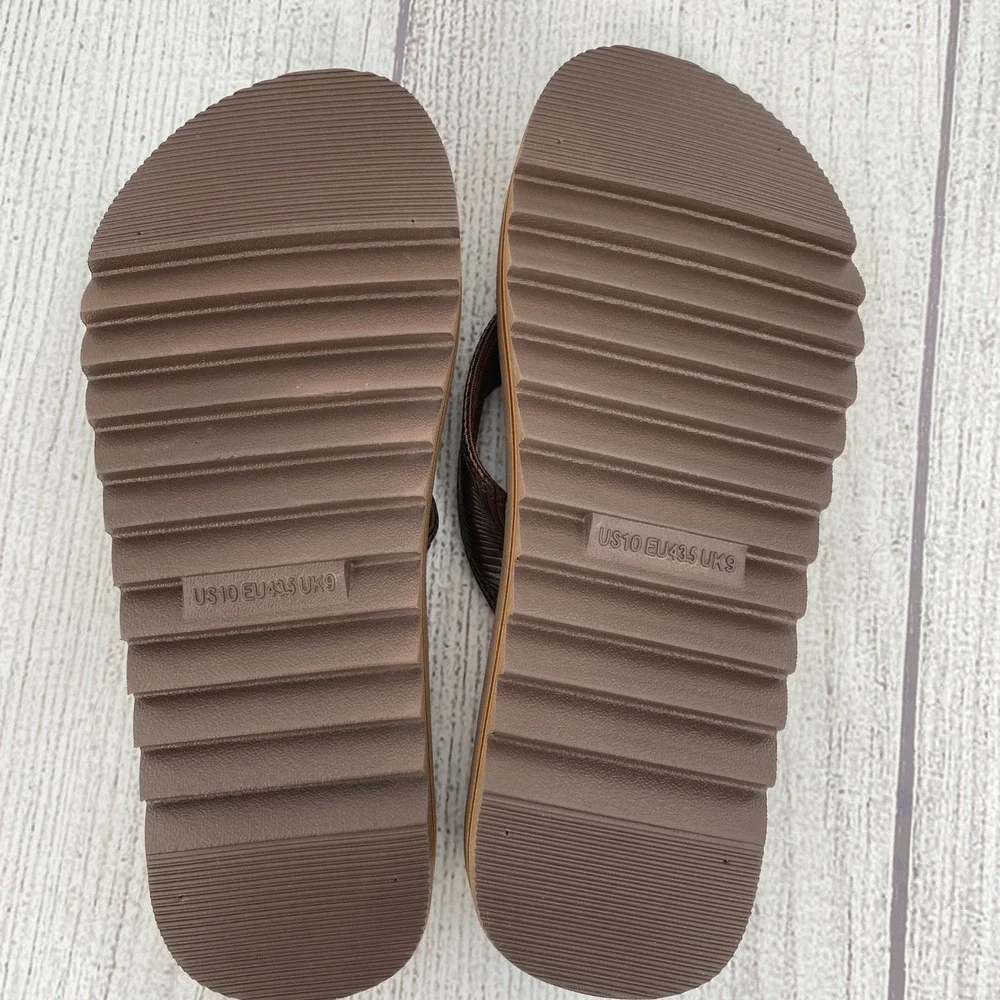 Coface Flip Flop Sandals Mens 10 Brown Yoga Mat Textured Straps Summer Sandal